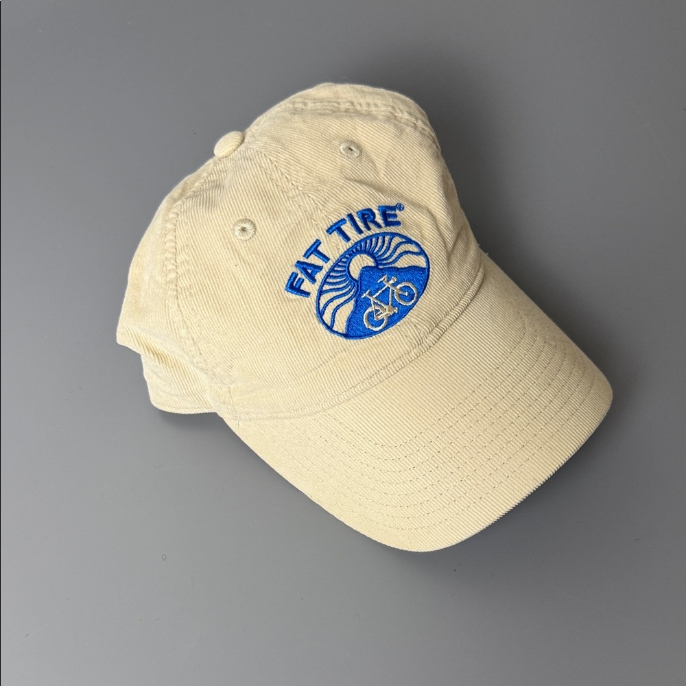 Fat Tire Beige Cap with Blue Embroidery